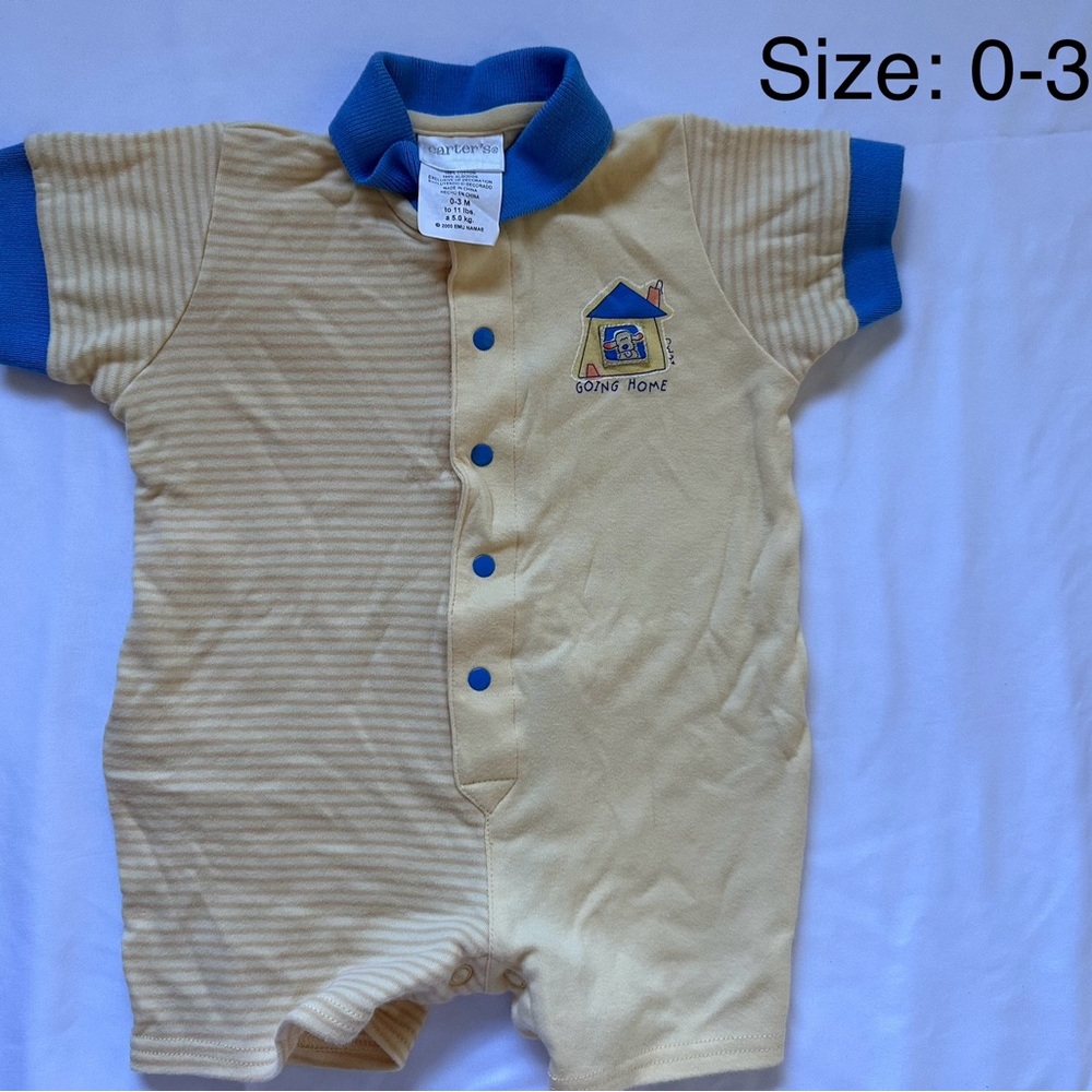 vintage! Carter's yellow and Blue Bodysuits Soft Cotton Essentials